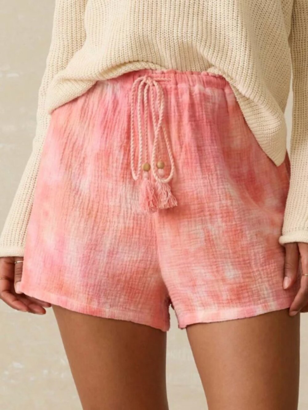 NWT Faherty Dune Cotton Gauze Drawstring Short M Coral Skies Tie Dye